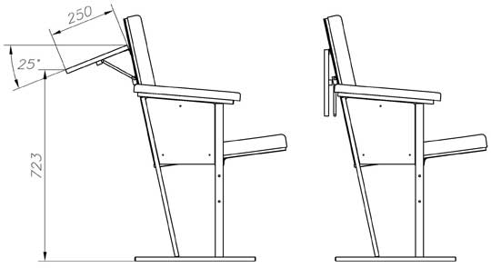 Схема размещения откидного столика на кресле для конференц зала