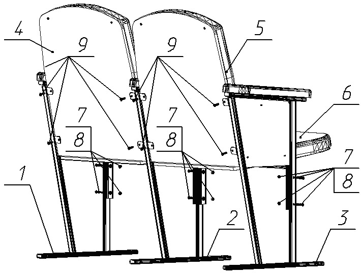 Схема сборки кресла Театральное - Н монтаж и описание